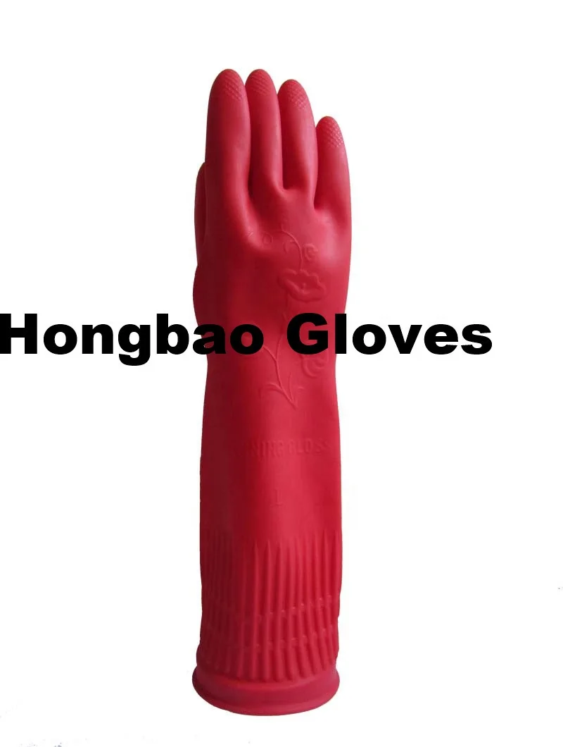 110g extra long sleeve Korea household cleaning waterproof latex gloves kitchen gloves usage cleaner funky rubber gloves