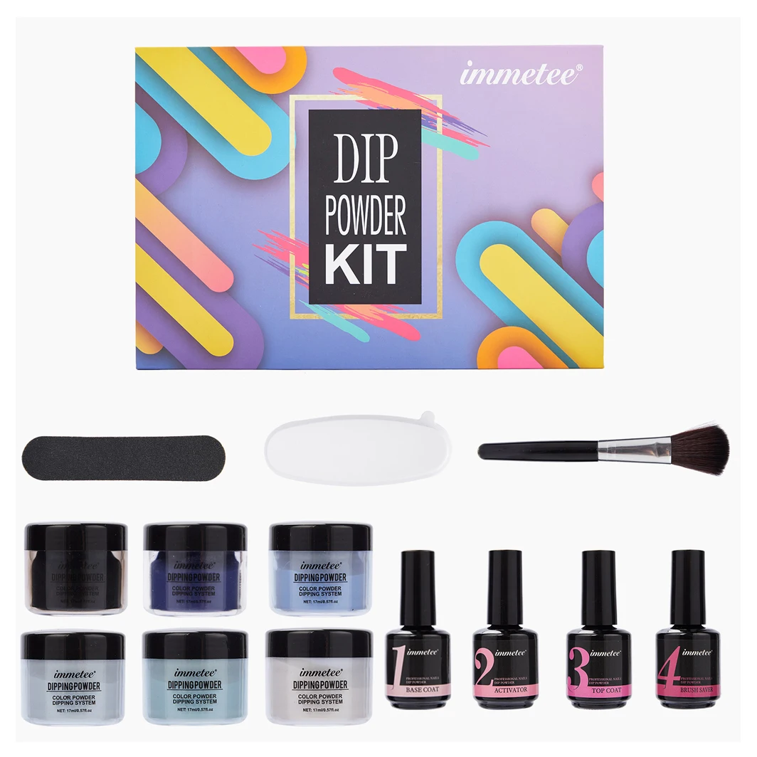 Wholesale Dip Gel Powder Kit Fast Dry White Pink French Nail Dip Powder Starter Kit with Base Top Coat Activator and Brush Saver