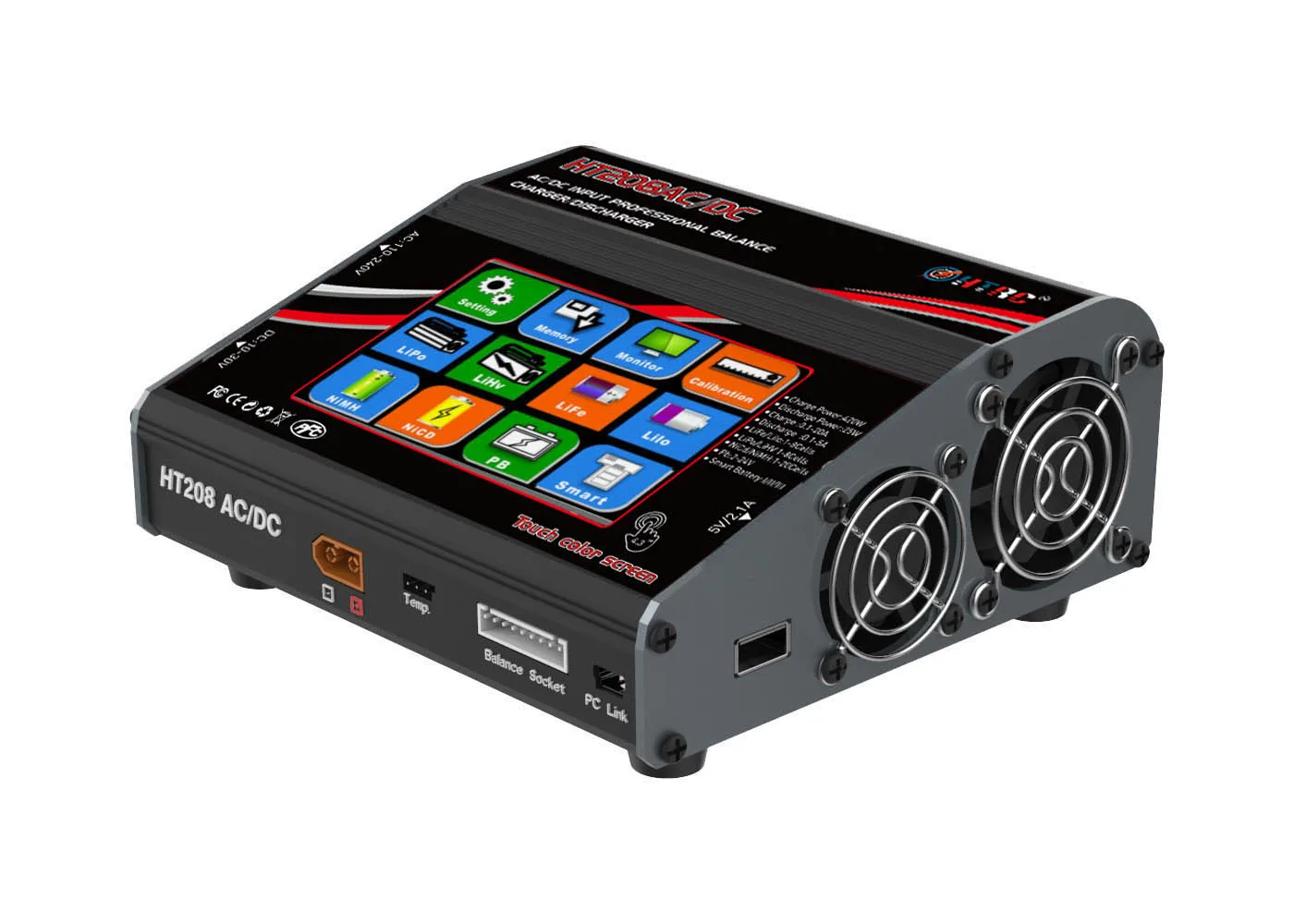 HTRC HT208 AC DC 420 Вт 20A ЖК сенсорный экран баланс зарядногоразрядного устройства для детей возрастом от 1 до 8 лет s литий-ионным LiPo LiFe LiHV-гидридных и никель-кадмиевых типов аккумуляторов NiM PB зарядки аккумулятора