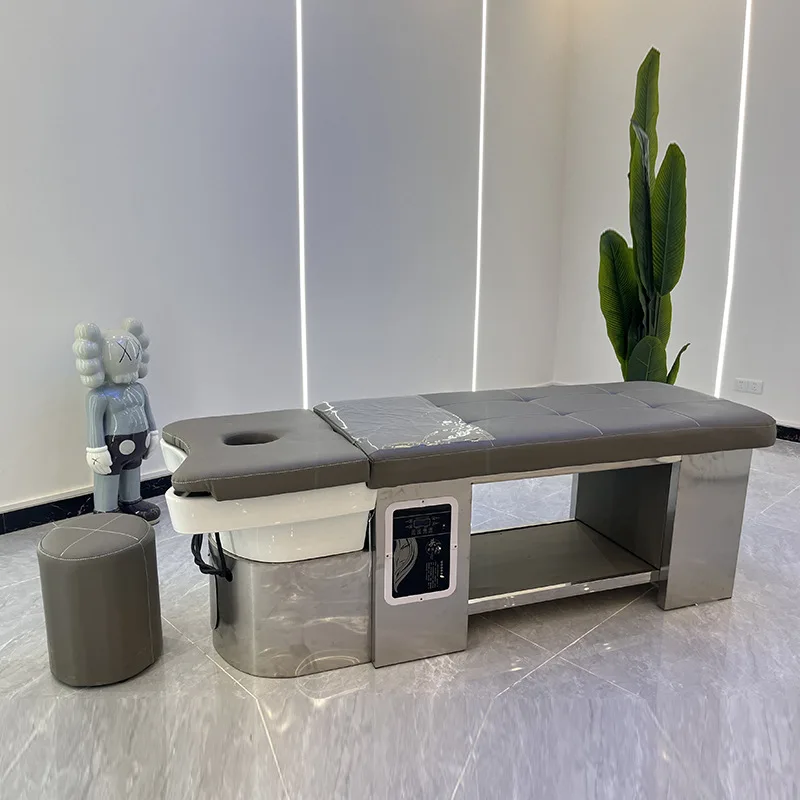 luxury salon head spa steamer washing hair facial massage shampoo bed for barber shop