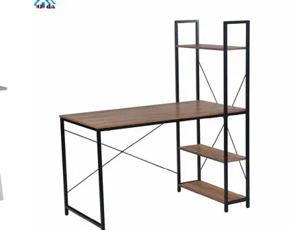 Home Office Wooden Book Studio Writing Table Computer Desk With Shelf Bookshelf