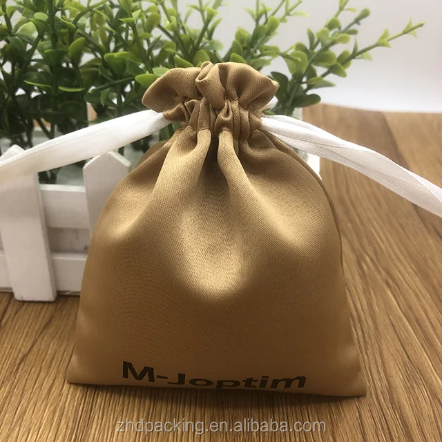 
Small Pouch Ribbon Custom Drawstring Bags Jewellery Packaging Gold Satin Glasses Bag 
