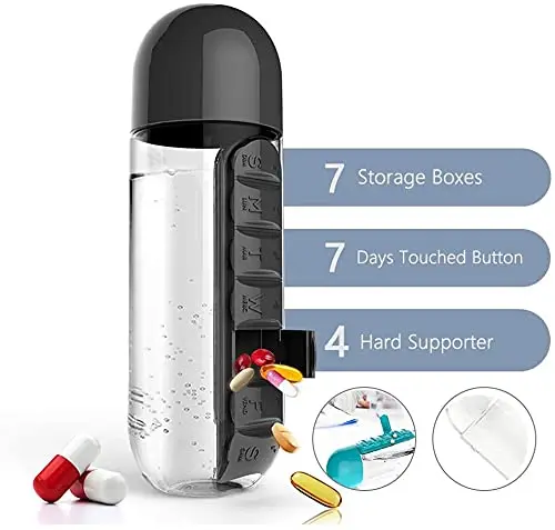 weekly eco friendly water bottle  pill organizer  pill box with cover