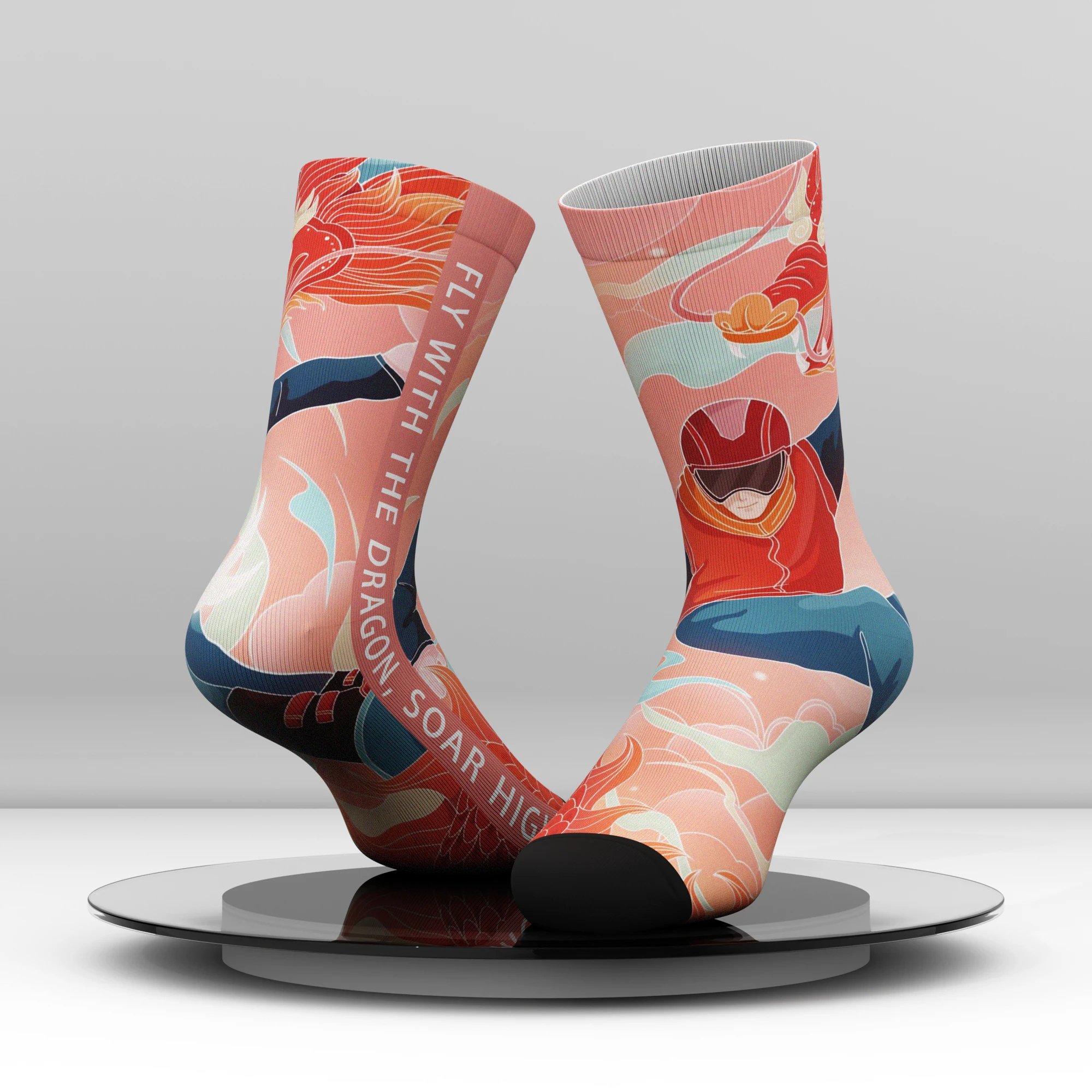 Fly with the Dragon Soar High 3D Sublimation 360 Printed Dynamic Adventure Design Socks