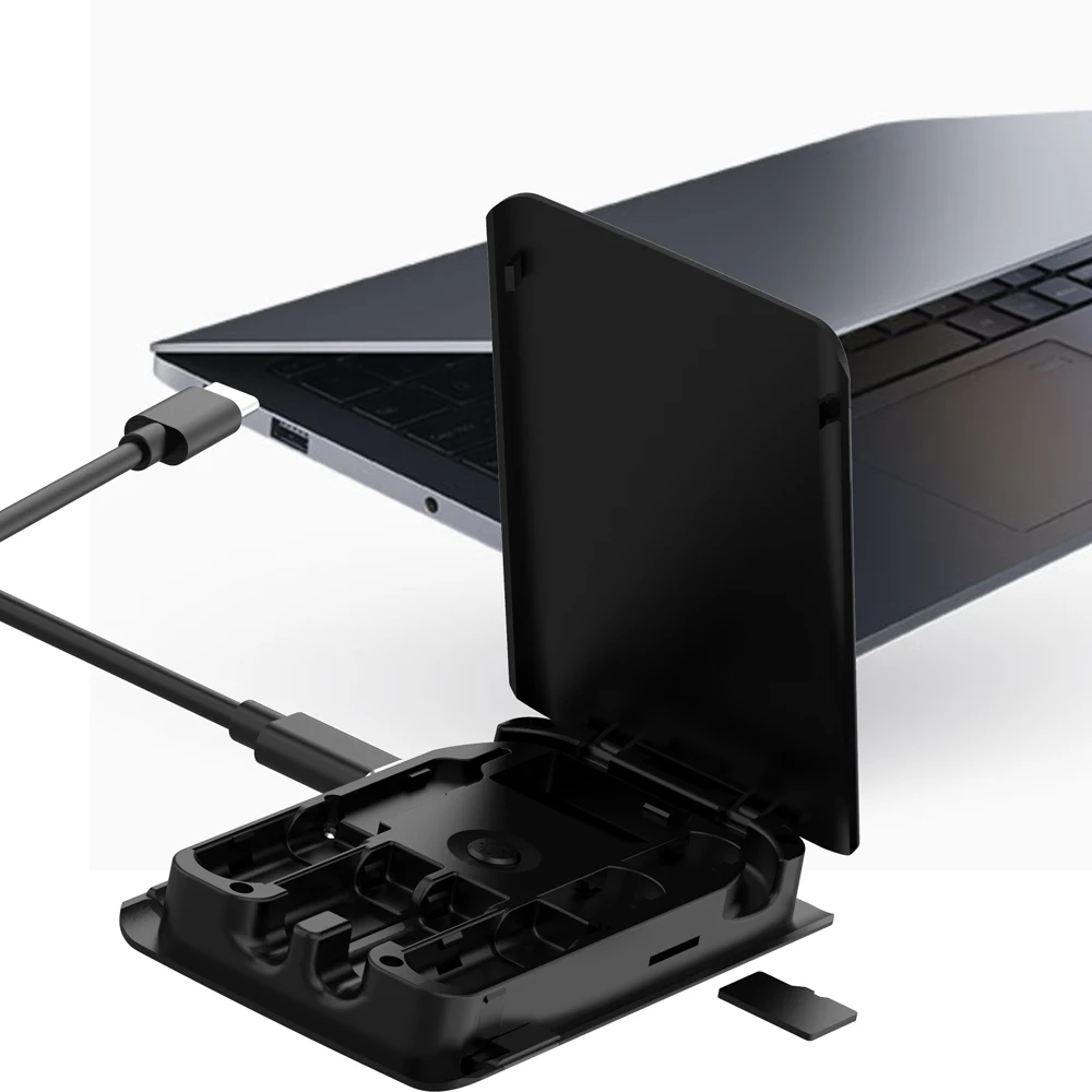 
budi Portable Multi-Function Data Cable Storage Bag with 1 Built-in Card Reader and 2 Memory Card Slots Wireless Charger 5W 