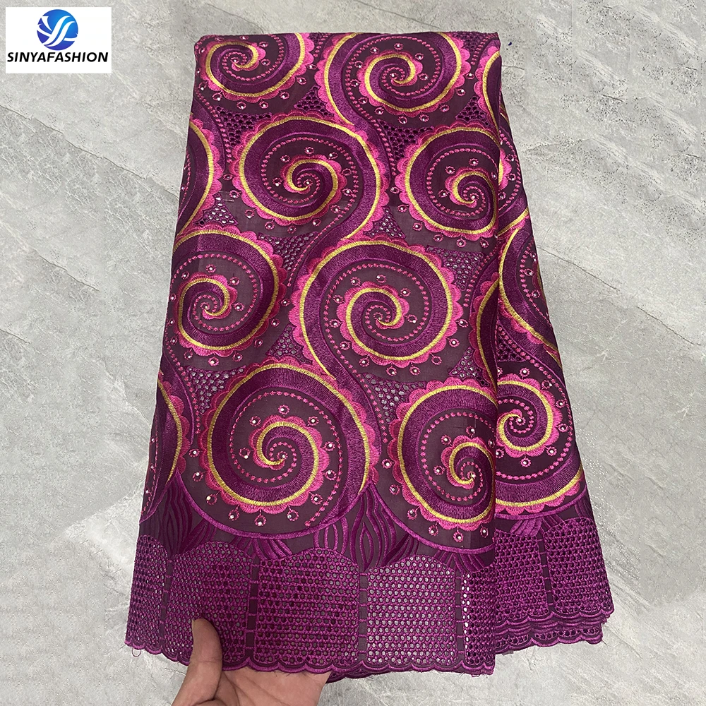 Sinya 5 Yards African Cotton Voile Lace High Quality Embroidery Dry Swiss Voile Lace In Switzerland 100% Cotton