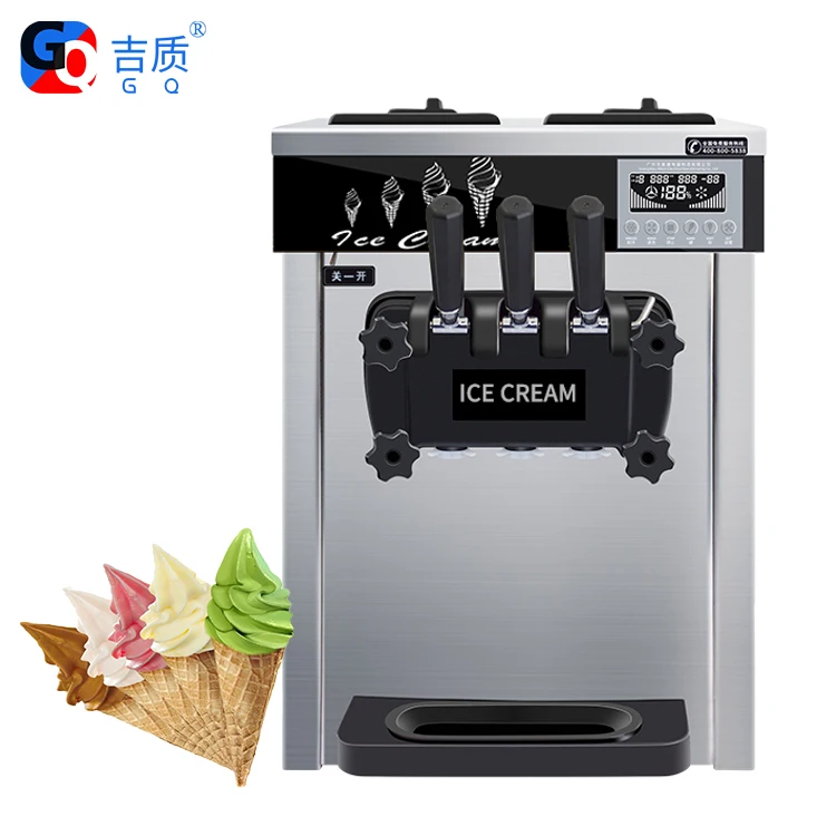 GQ-618CTB commercial table top three flavors with air pump stainless steel soft  ice cream machine
