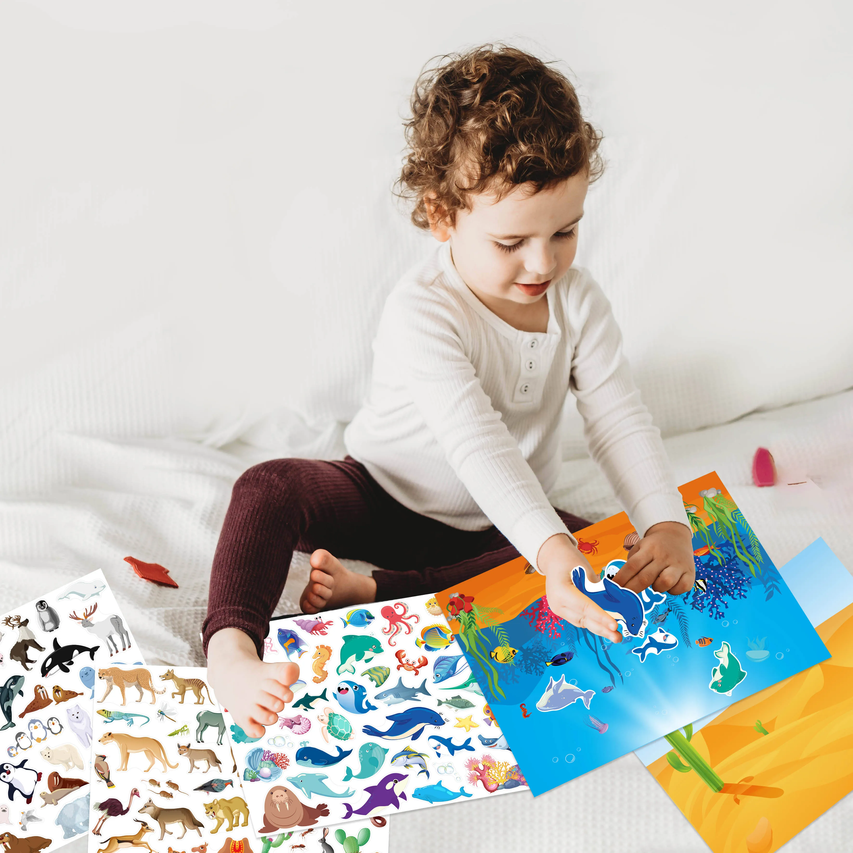 Reusable Sticker Pad set 5 scenes 200 pcs Activities Reusable Stickers Book big size Removable Sticker pad For Kids