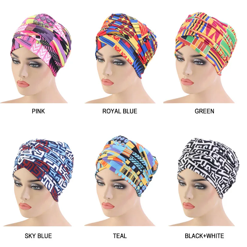 African Pattern Headscarf Nigerian Muslim Women Long Tube Turban Head wrap