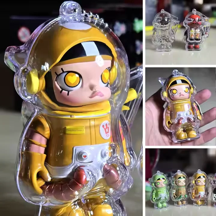 Mega Space 100% Protective Shell Bag Molly Mystery Blind Box Astronaut 3rd Generation Collector Transparent Acrylic Keychain