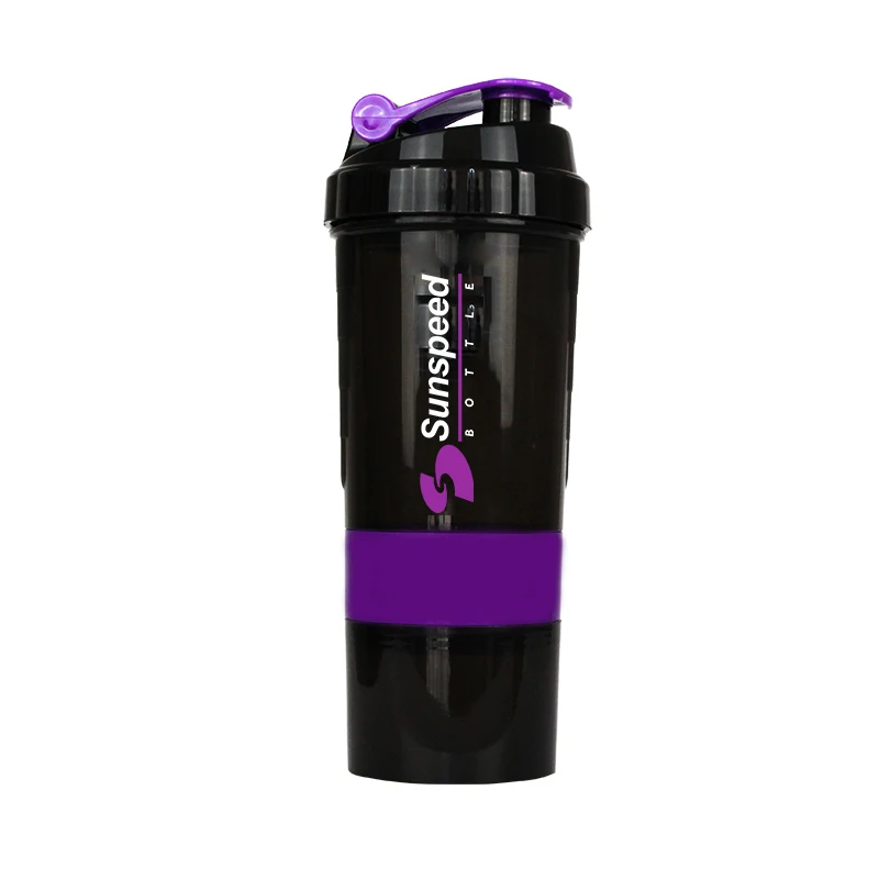 Wholesale 500ml BPA FREE Multifunction Bodybuilding Protein Shaker Water Bottle(3in1) with Metal Mixer Water Bottles Gym 2-3days