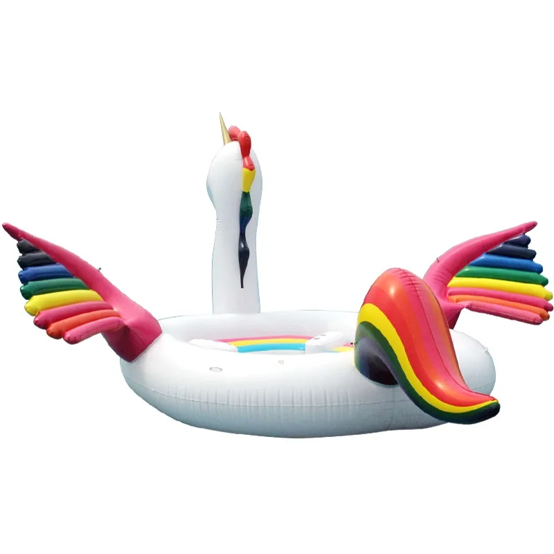 Huge 6 person Inflatable Unicorn Water Park Pool Toy Gigantic Flamingo Unicorn Inflatable Floating Island