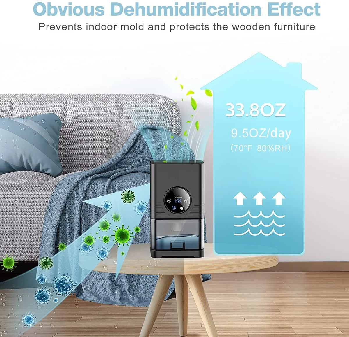 Compact dehumidifier with touch screen and Automatic Defrost dehumidifier electric portable household dehumidifier