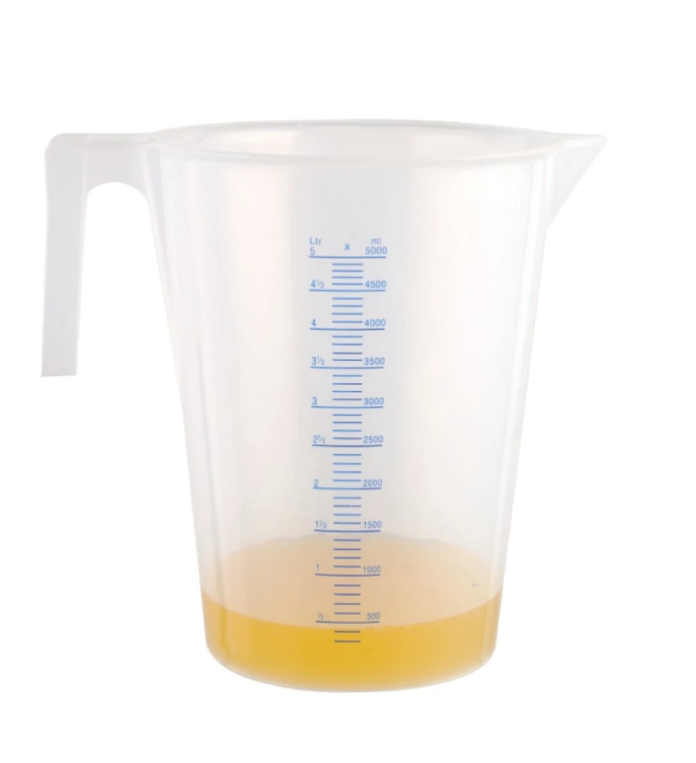 5 Liter (5000ml) Plastic Graduated Measuring and Mixing Pitcher (Pack of 3) - Holds 5 Quarts 1.25 Gallons- Pouring Cup, Measure