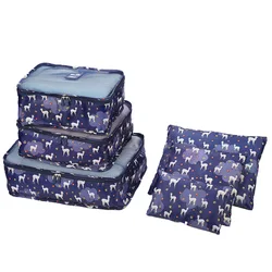 Custom full color printing 6pcs set compression packing cubes travel luggage packing organizer suitcase storage bag