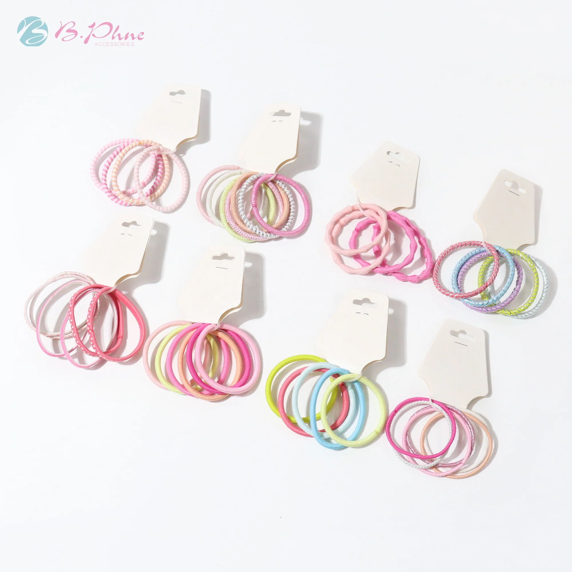 5pcs/set Colorful High Quality Hair Elastic Silver Hair Rubber Ties Set for kids girls