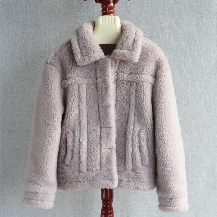 Custom sheep fur jacket women natural fur cloth motorcycle riding jackets for women