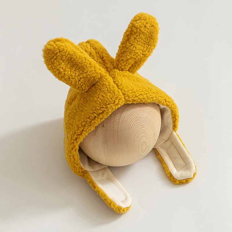 Cute Design Newborn Photography Props Sherpa Rabbit Ears Bunny Baby Winter Hats Faux Cashmere Hat for Baby Boy Girl