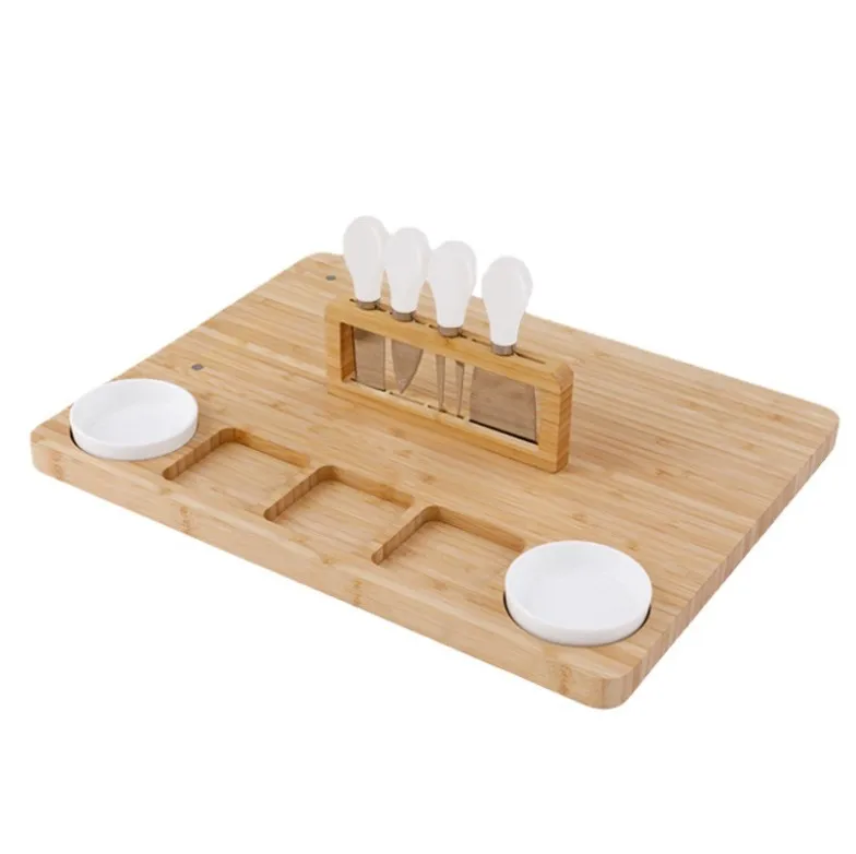 Bamboo Cheese Serving Cutting Board With Knife Tool Gift Set Wooden Bamboo Cutting Board Large