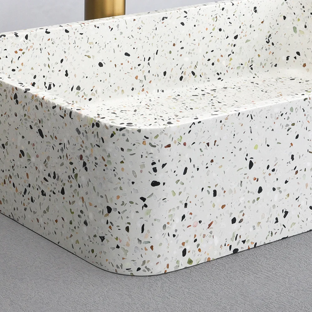 White concrete sink terrazzo wash basin and bathroom sink