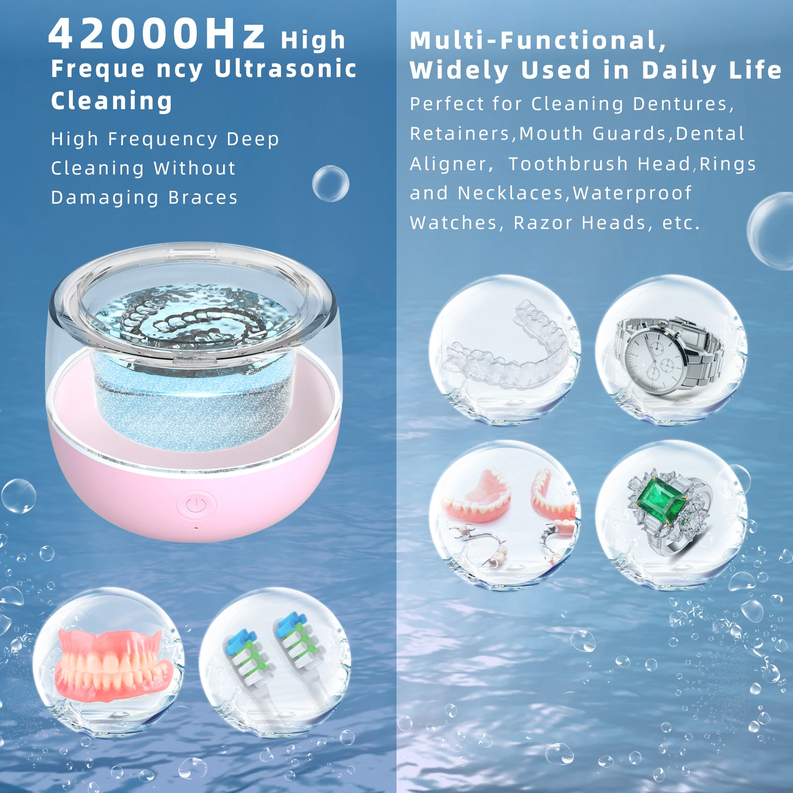Jewelry Watch Washing Dental False Teeth Aligner Retainer Mouth Guard Ultrasonic Cleaning Denture Cleaner