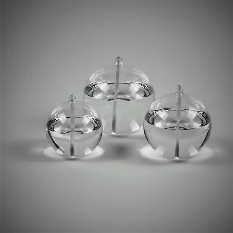 Hand Blown Mini Decorative Round Glass Ball Oil Candle Lamp for Wedding Party Holiday Decoration