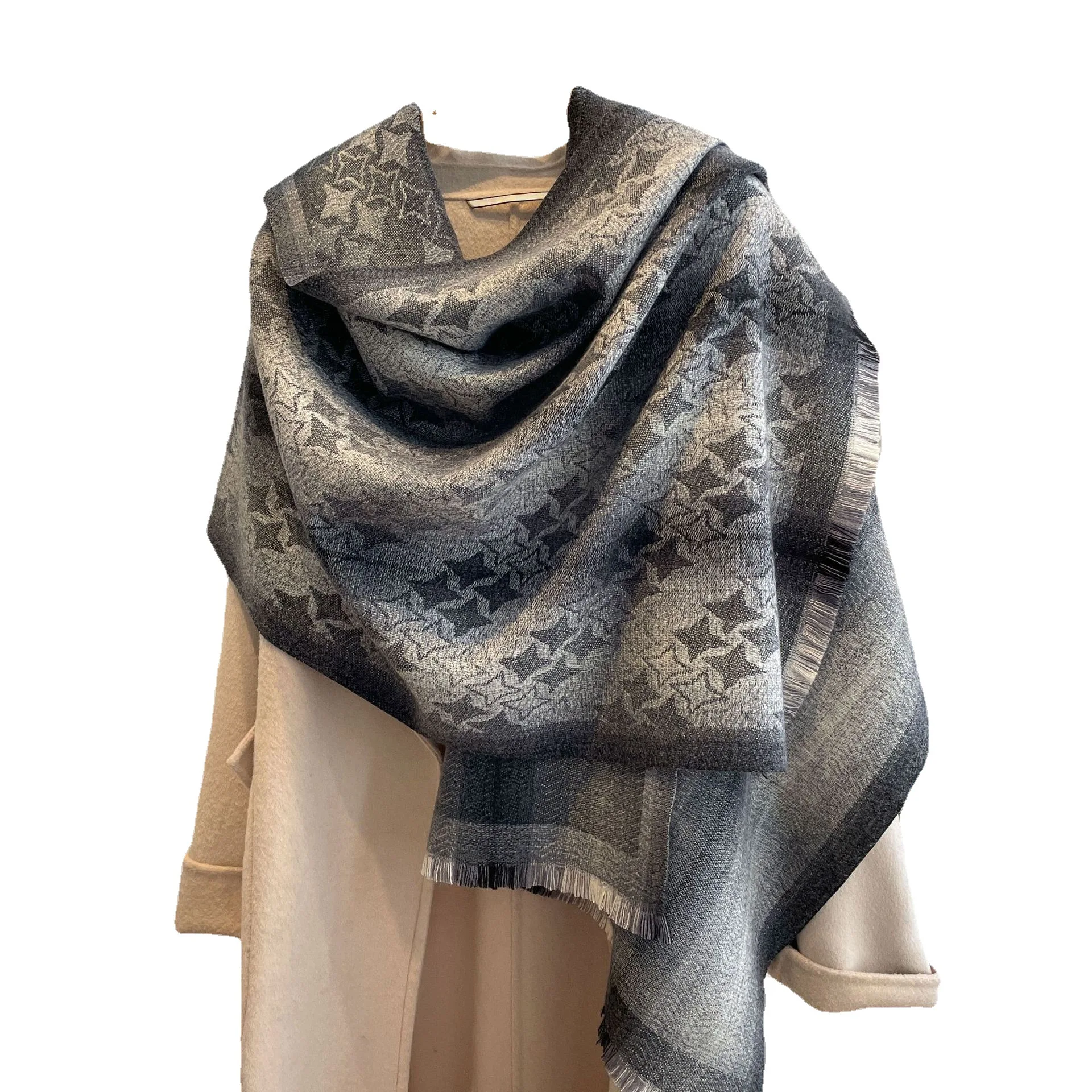 Zipeiwin 2022 Lastest Winter Cashmere Scarf 100% Acrylic  Plaid  Tassel Shawl for Lady