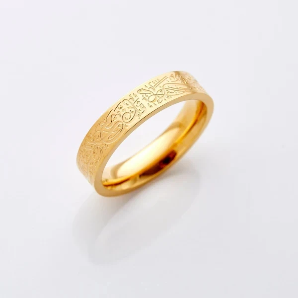 New fashion With Hardship Comes Ease Ring Arabic calligraphy ring stainless steel high polished engraving jewelry custom