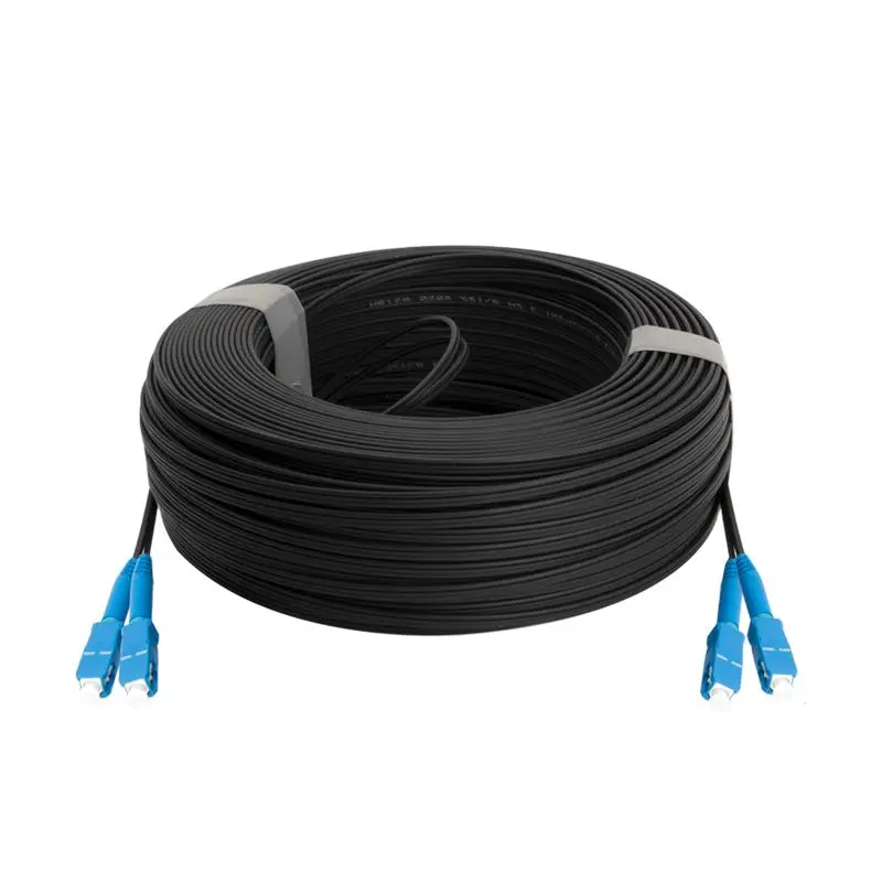 Cable Patchcord SC-SC APC UPC Patch Cord 100 150 200 300 Meters 9/125 SM SX Black Fiber Optic FTTH Drop  Cable