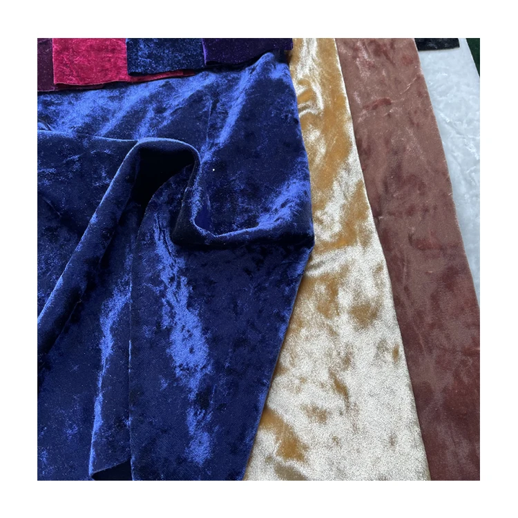 Factory sales designer luxurious polyester spandex stretch ice crushed korean silk velour panne velvet fabric