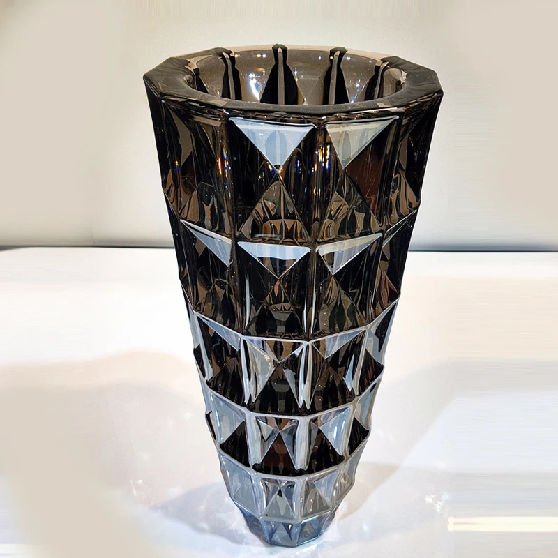 New Arrival Unique Design Beautiful Glass Flower Tall Vase Custom Crystal Glass Vase Home Decor