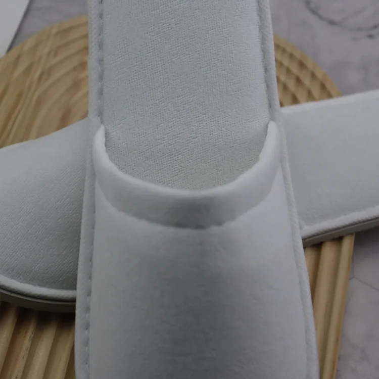 White Nap Clothe Wholesale Soft Hotel Disposable Slippers Customizable   Closed Toes Nap Clothe Hotel Slippers