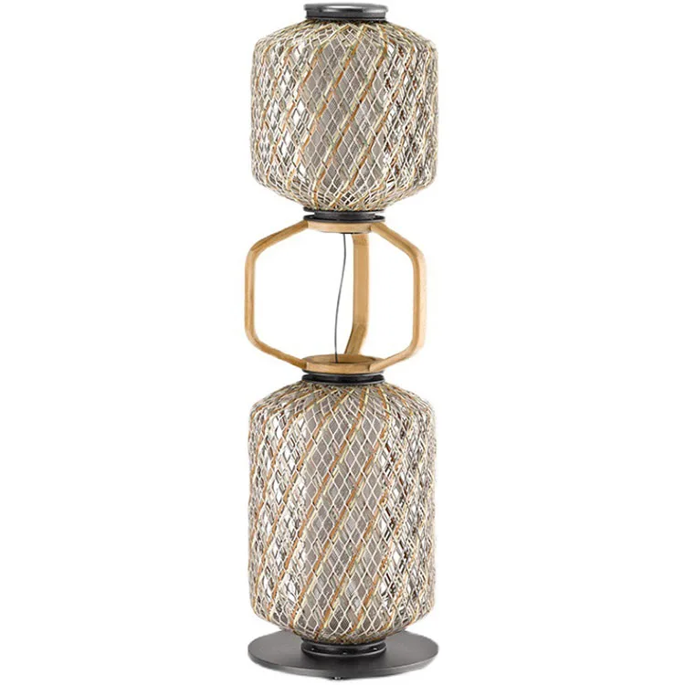 Современный тканый напольный светильник для ресторана декоративный кухонный абажур освещение из ротанга