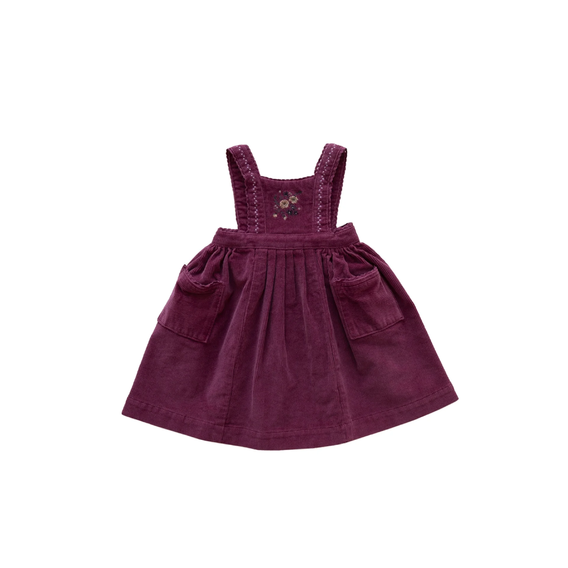 Smocked Dress In Red For Girl OEM ODM kids smocked baby dress Flutter Sleeve girl dress kids clothing wholesale Corduroy Frock