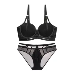 4206 Ladies hollow lace sexy bra and panty set large size B C D E cup underwear transparent ladies Bra & Brief Sets