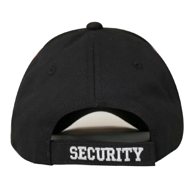 High Quality Embroidery Logo Baseball Cap Black Security Hat Black Cap for Men Security