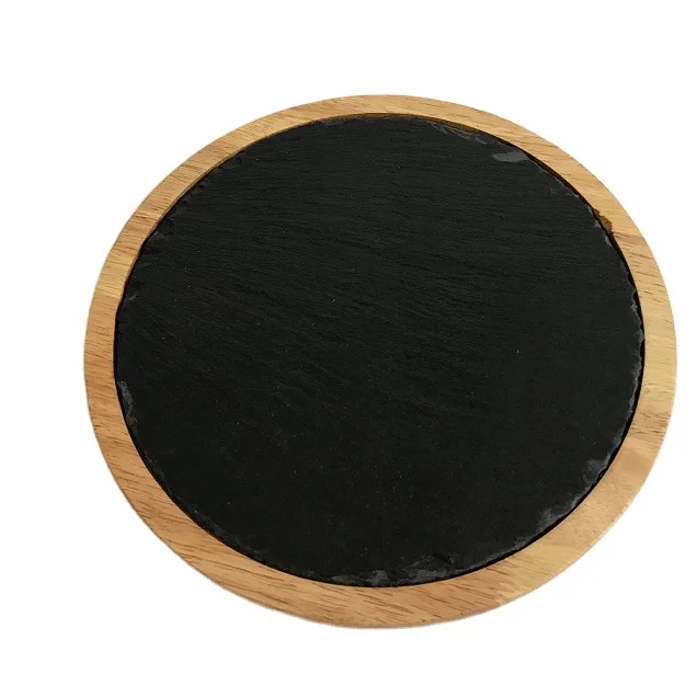 Durable Cheese Wooden Plate With Round Slate For Round Plate Wood Stone