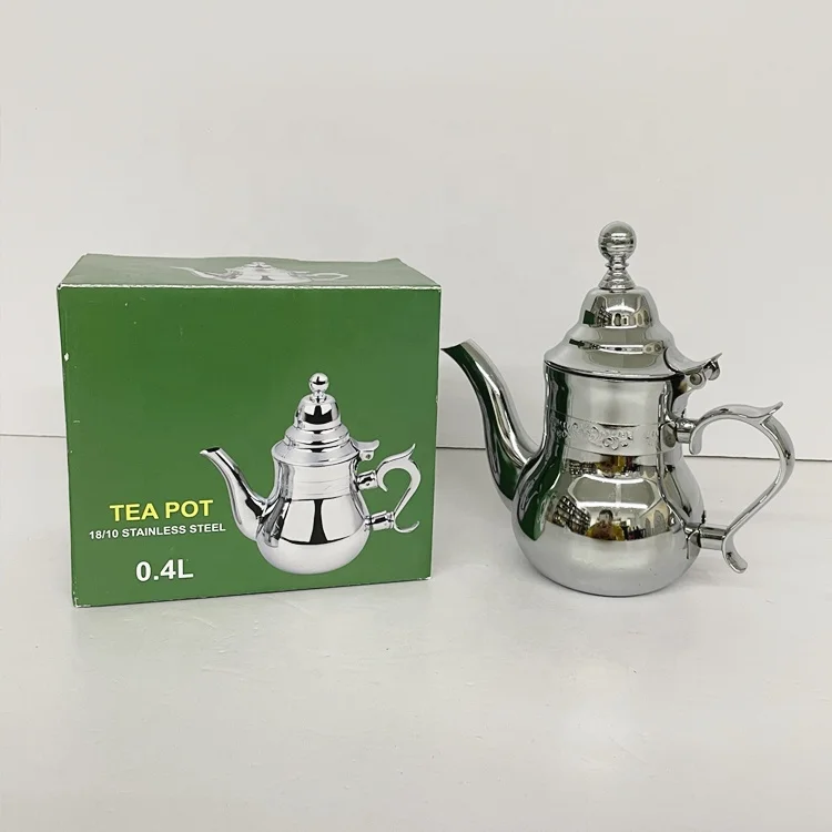 Oriental 2024 Ramadan Part Gold Tea Making Pot Dallah Stainless Steel Induction Moroccan Small Teapot for One