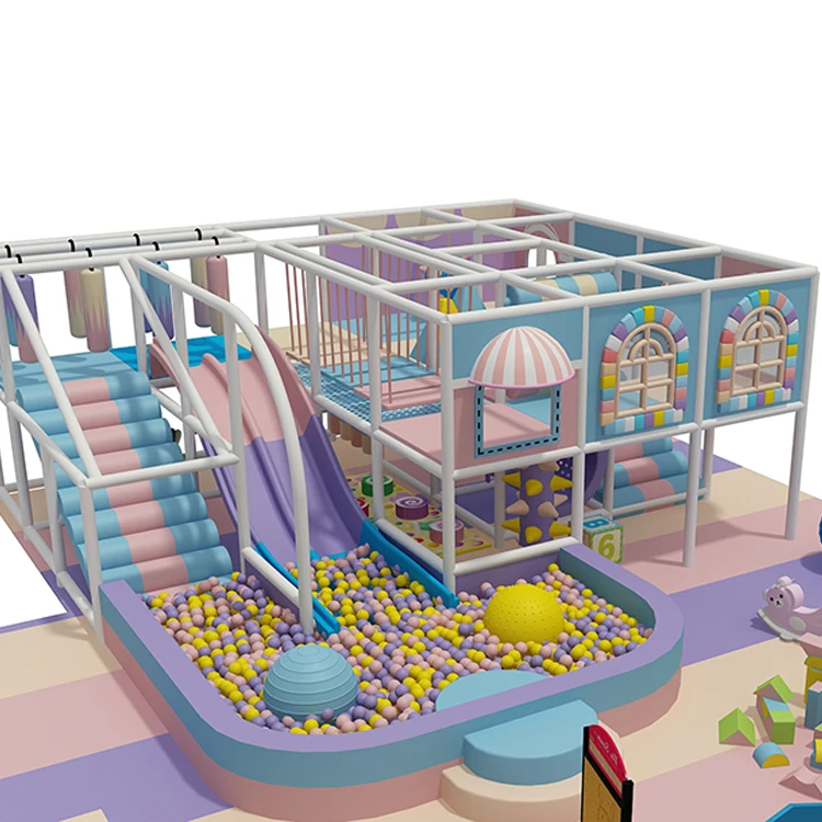 Large Playground indoors Slide for Kids Candy-Themed Amusement Park Equipment Soft Foam and Plastic for Play Centers