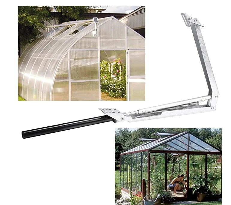 2024 Hot Selling Small Indoor Farming & Gardening Greenhouse Tool Black Garden Vent Window Opener Aluminium Frame Metal Material