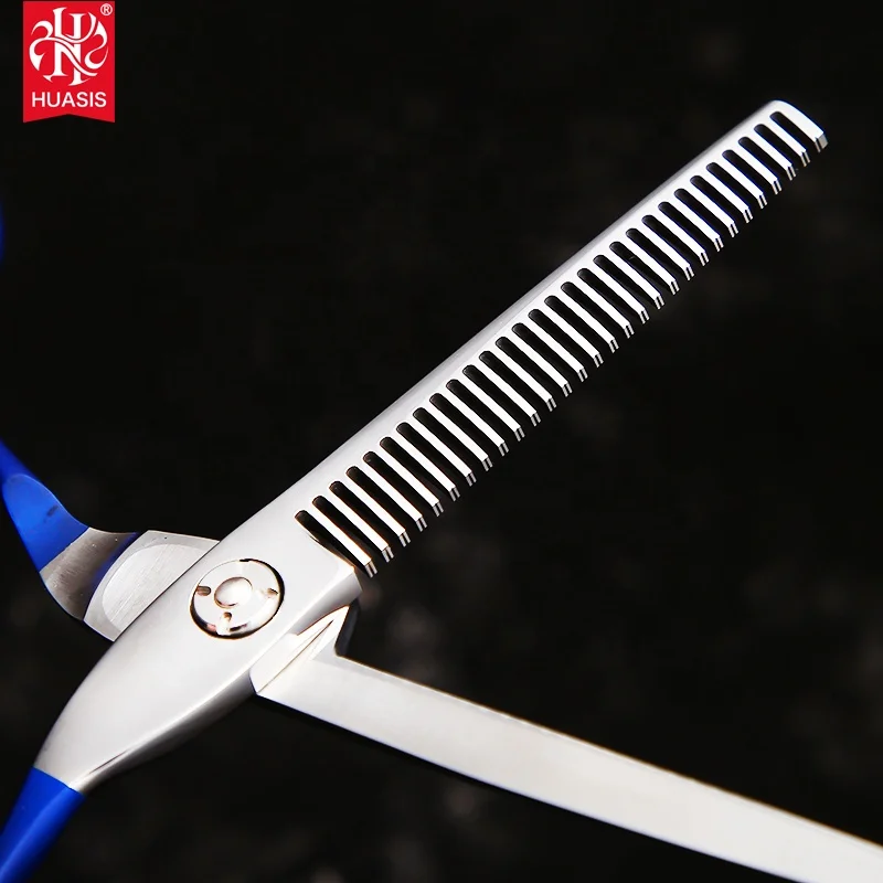 China wholesale 6-inch blue stainless steel sword type double-sided hairdressing scissors