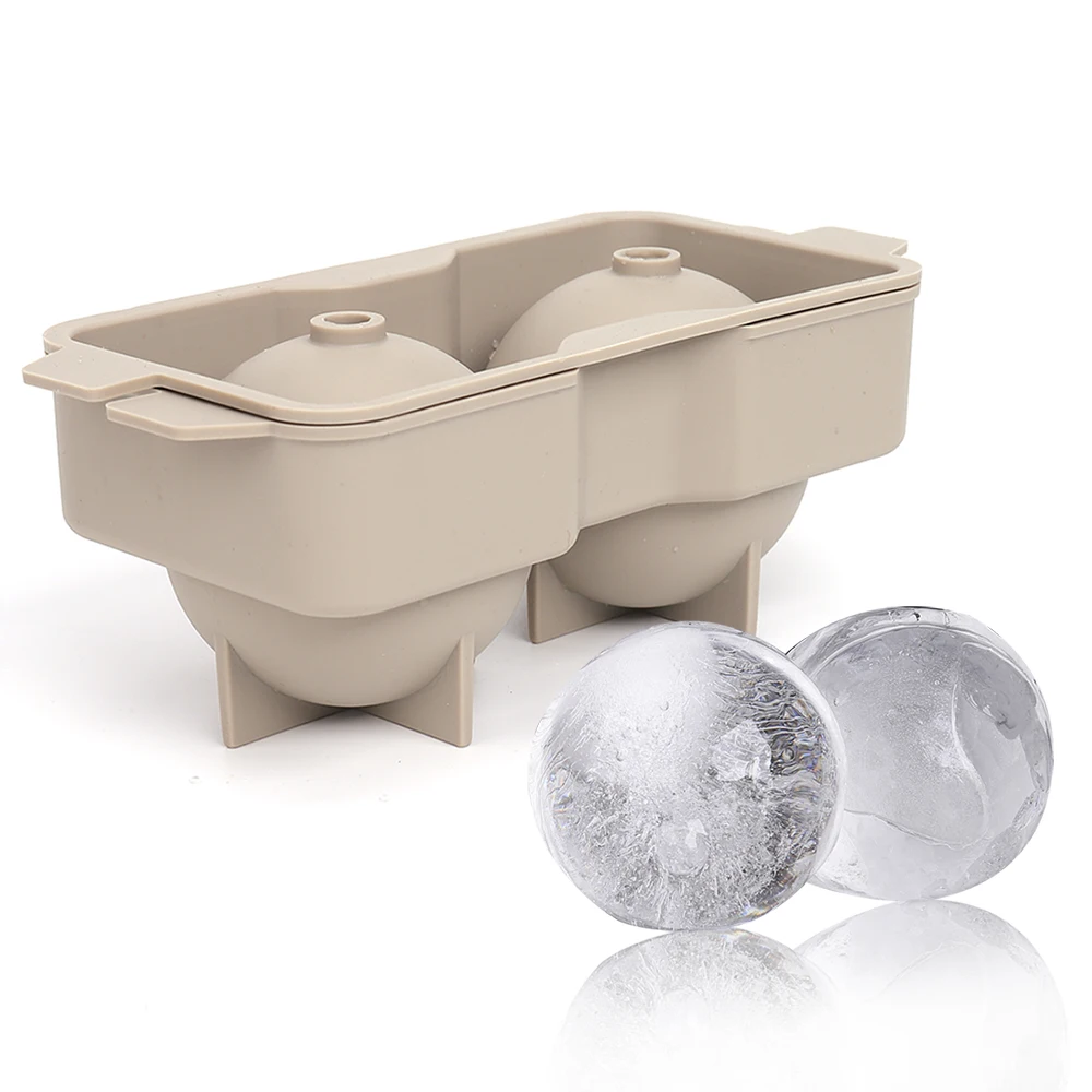 Large Round Ice Ball Mold Spheres Big Ice Cube Makers Silicone Tray with Removable Flexible