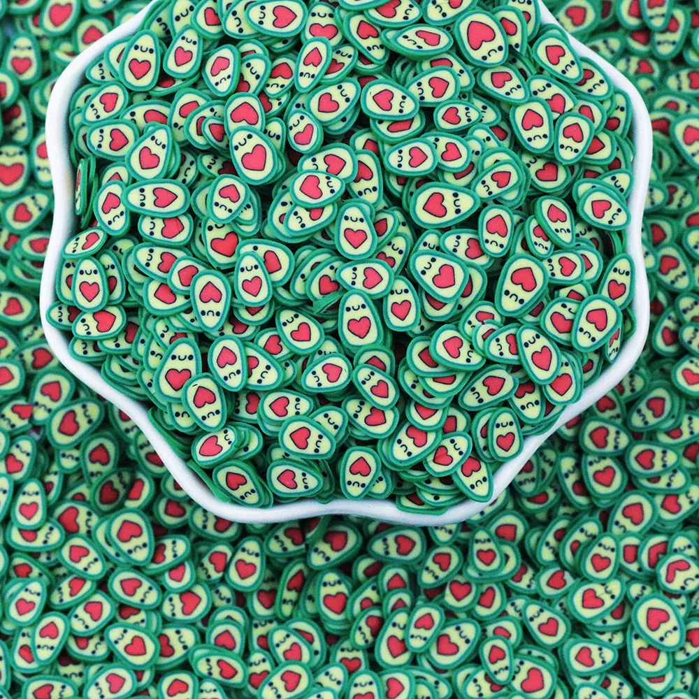 100G Fruit Polymer Clay Love Heart Avocado Slices Polymer Clay Sprinkles Slices For Slime Filler DIY Clay Crafts Nail Art