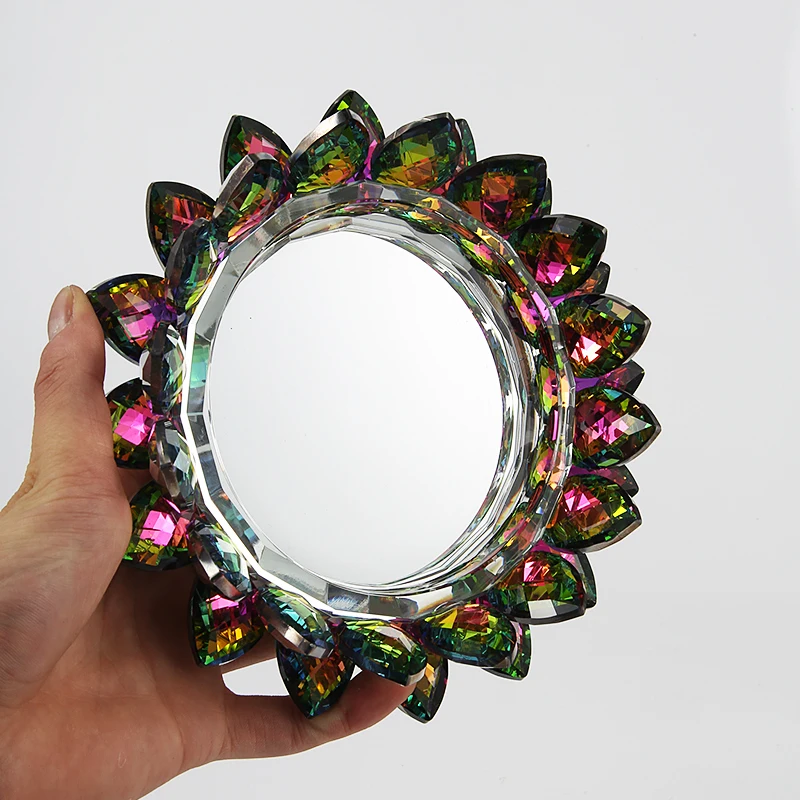 Colorful Crystal Lotus Ornament Crystal Flower Candle Holder Glass Candlestick For Decoration