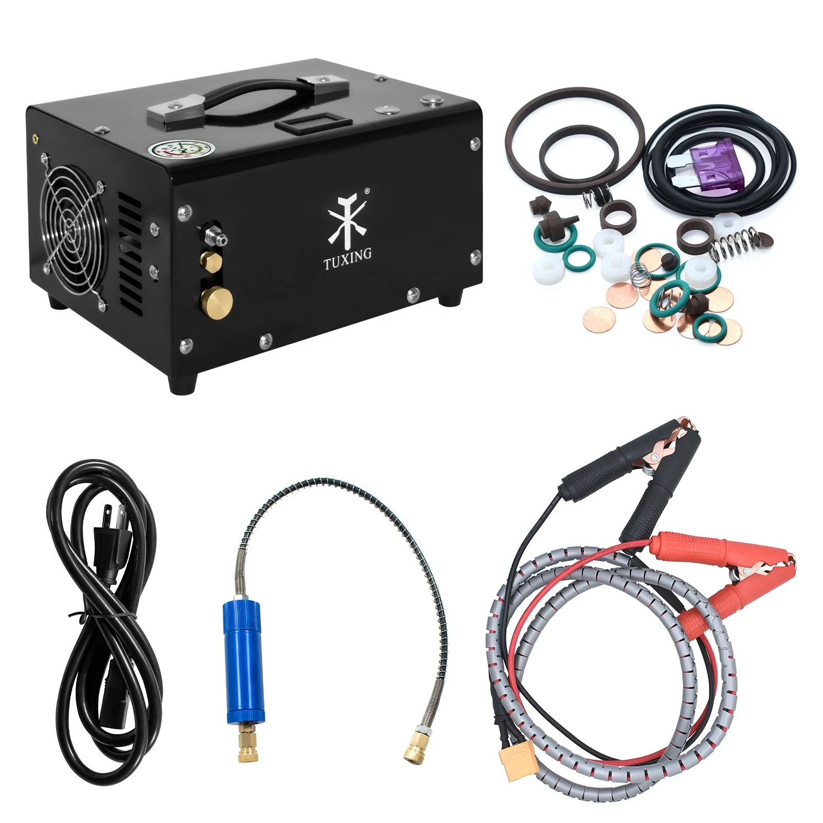 GP High Pressure 12V 110V 220V Manual Stop 4500psi 300bar 30mpa Oil/Water Free Built-in Drain System PCP Air Compressor