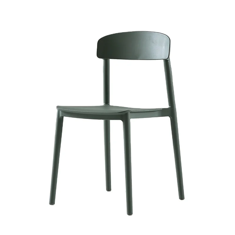 Modern simple stackable army green polypropylene plastic cafe dining chair