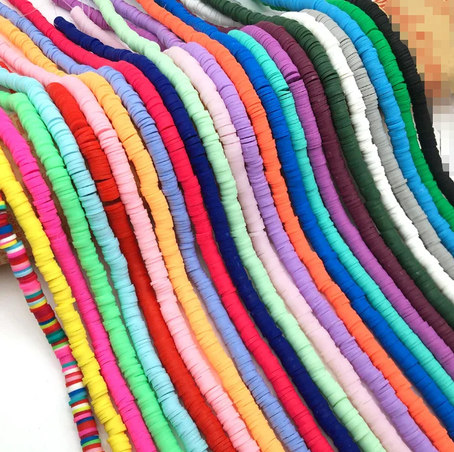 8mm Polymer Clay Beads Flat Round Heishi Vinyl Disc Beads Handmade Loose Spacer Bead for Jewelry Making