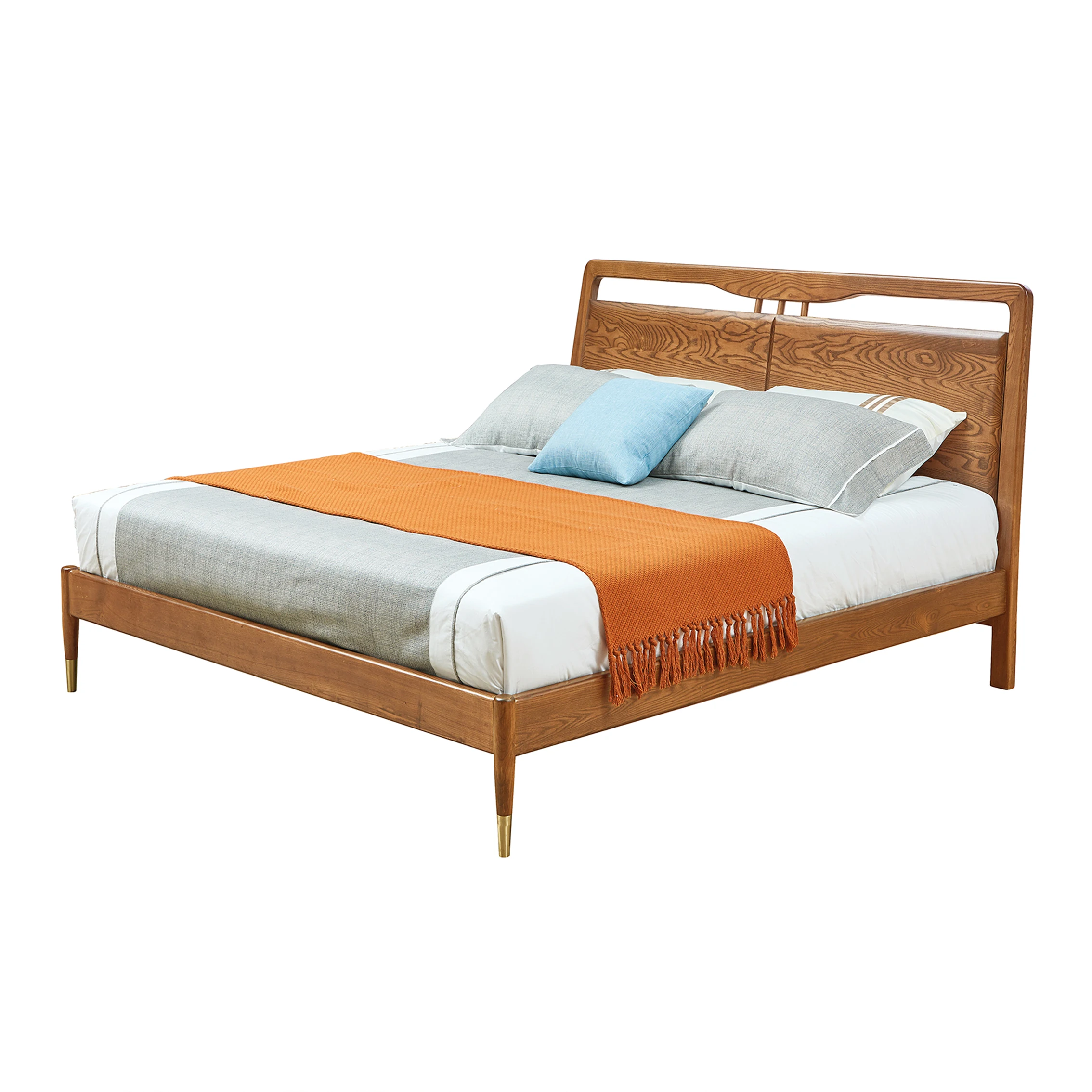 Simple solid wood bed luxury wooden bed design classic wooden bed