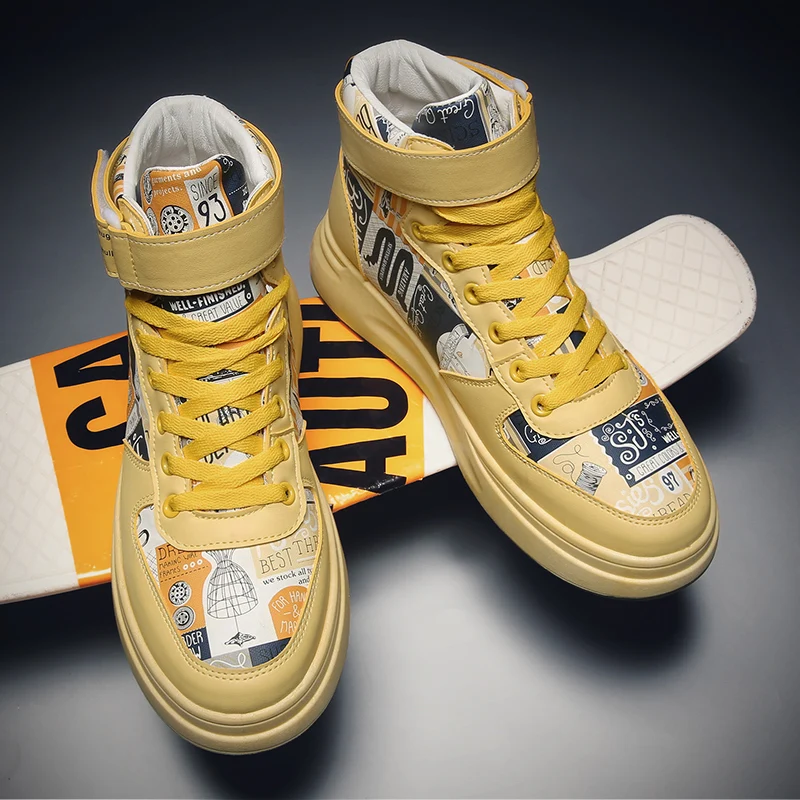 High quality autumn high help Beijing opera mask sports and leisure tide shoes Chinese style fashion street personality shoes