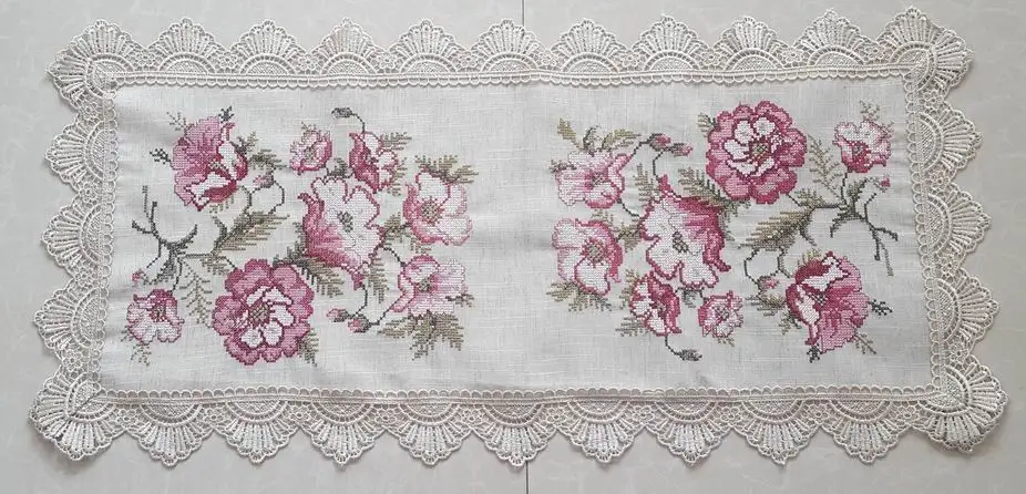 expensive embroidered tablecloth with cutwork